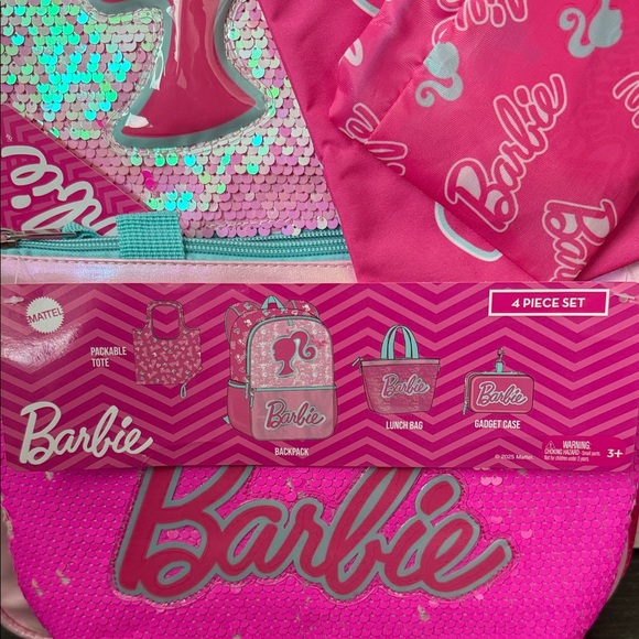 Barbie Pink and Aqua Sequin Backpack Set - Picture 2 of 7